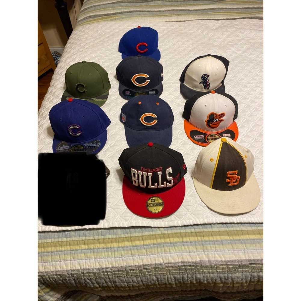 Hat Lot Mix Baseball NFL Bears Chicago Bulls Fitted Mitchell & Ness New Era Hats